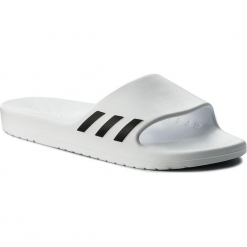 Klapki adidas - Aqualette W CG3551 Ftwwht/Cblack/Ftwwht. Białe klapki damskie Adidas, bez wzorów, z materiału, bez obcasa. W wyprzedaży za 79.00 zł.