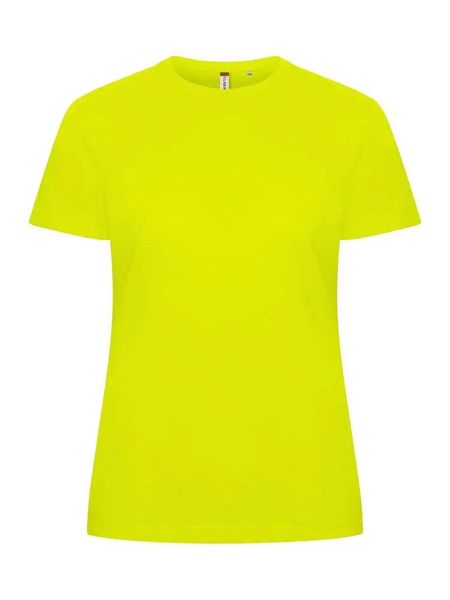 Clique Basic-T Women dopasowany T-shirt, 100% bawełna, visibility green. Zielone t-shirty damskie CLIQUE, m, bez wzorów, z bawełny, bez kołnierzyka. Za 97.35 zł.