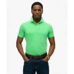 Koszulka polo z dżerseju Superdry Essential. Zielone koszulki polo męskie Superdry., m, bez wzorów, z dżerseju, bez ramiączek. Za 214.20 zł.