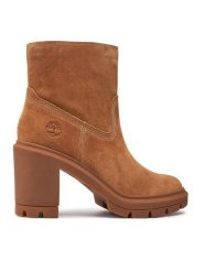 Timberland Botki Allington Heights Mid TB0A26WAEIZ1 Beżowy. Brązowe botki damskie Timberland, ze skóry, bez obcasa, na słupku, bez zapięcia. Za 509.99 zł.