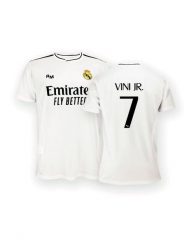 Koszulka unisex kibica Realu Madryt 2024-25 premium, replika- Vini Jr.- 7. Białe t-shirty sportowe męskie Real Madrid, s, z materiału, bez ramiączek, do piłki nożnej. Za 229.00 zł.