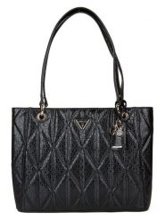 Guess Torebka w kolorze czarnym - 37 x 26,5 x 9,5 cm rozmiar: onesize. Czarne torebki klasyczne damskie Guess, z aplikacjami, z materiału, pikowane, bez dodatków. Za 545.19 zł.