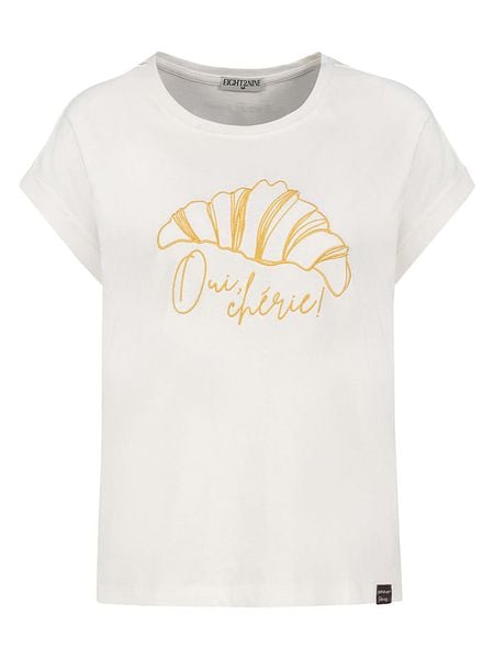 Eight2Nine Koszulka w kolorze kremowym rozmiar: XS. Brązowe bluzki damskie Eight2Nine, xs, bez wzorów, z bawełny, bez kołnierzyka, bez ramiączek. Za 43.99 zł.