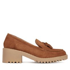 Półbuty Lasocki. Brązowe półbuty damskie Lasocki, bez wzorów, bez obcasa, na obcasie. Za 229.99 zł.