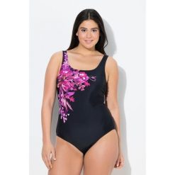 Damskie Kostium kąpielowy kwiaty bez miękkich miseczek okrągły dekolt. Czarne stroje jednoczęściowe damskie Ulla Popken, plus size, bez wzorów, plus size. W wyprzedaży za 159.99 zł.