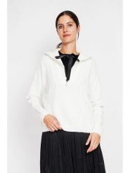 ASSUILI Sweter w kolorze białym rozmiar: 42. Białe golfy damskie Assuili, bez wzorów, ze splotem, bez ramiączek. Za 130.99 zł.