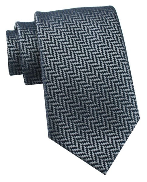 Krawat Męski - Chattier - Stalowo-Granatowy, Wzór w Jodełkę. Niebieskie krawaty i muchy męskie Chattier, bez wzorów, z tkaniny, eleganckie. Za 49.00 zł.