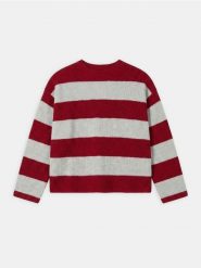 Sweter w paski - czerwony. Czerwone swetry klasyczne damskie Sinsay, l, bez kołnierzyka. Za 49.99 zł.