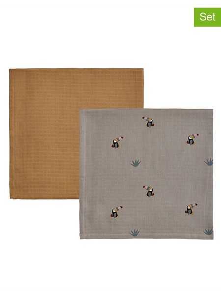 OYOY mini Chusty (2 szt.) w kolorze brązowo-jasnobrązowym do odbijania - 70 x 70 cm rozmiar: onesize. Brązowe chusty i apaszki dziecięce OYOY mini, z bawełny. Za 34.99 zł.