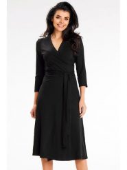 Awama Sukienka w kolorze czarnym rozmiar: L. Czarne sukienki damskie Awama, l, bez wzorów, bez kołnierzyka, bez ramiączek, midi, rozkloszowane. Za 198.45 zł.