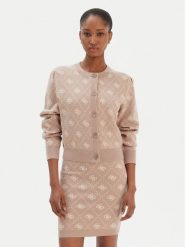Guess Kardigan W4BR0D Z3JD2 Beżowy Regular Fit. Brązowe kardigany damskie Guess, xs, z aplikacjami, z syntetyku. Za 439.99 zł.