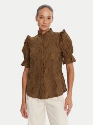 Bruuns Bazaar Bluzka Canterbury Caro BBW4507 Brązowy Regular Fit. Brązowe bluzki damskie Bruuns Bazaar, bez wzorów, z bawełny, bez ramiączek. Za 499.99 zł.