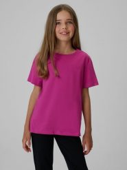 4F T-shirt regular gładki dziewczęcy - różowy 158 (12-13 lat). Czerwone koszulki dziewczęce 4f, bez wzorów, z bawełny, bez ramiączek. Za 29.99 zł.