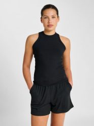 Damski prążkowany tank top Hummel Pulse. Czarne topy sportowe damskie HUMMEL, s, bez wzorów, z materiału, bez ramiączek. Za 128.00 zł.
