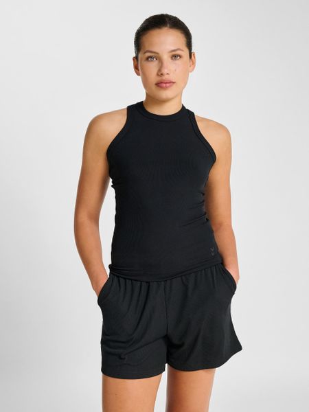 Damski prążkowany tank top Hummel Pulse. Czarne topy sportowe damskie HUMMEL, s, bez wzorów, z materiału, bez ramiączek. Za 128.00 zł.