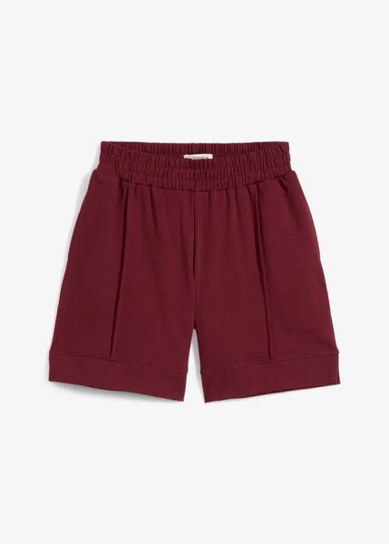Szorty dresowe z mieszanki bawełny. Czerwone szorty damskie bonprix, bez wzorów, z bawełny, z podwyższonym stanem. Za 37.99 zł.