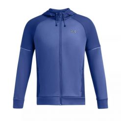Bluza z kapturem Under Armour AF STORM FZ. Niebieskie bluzy sportowe męskie Under Armour, bez wzorów, z materiału, bez kołnierzyka, bez ramiączek. Za 418.95 zł.