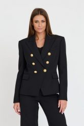 BALMAIN Czarna marynarka 6 Btn Gdp Jacket. Czarne marynarki i żakiety damskie Balmain, bez wzorów. W wyprzedaży za 5,199.99 zł.