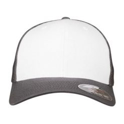 Dwukolorowa Siatkowa Czapka Z Daszkiem. Białe czapki z daszkiem damskie FLEXFIT, bez wzorów. Za 77.99 zł.