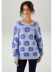 Aniston Sweter w kolorze błękitnym rozmiar: 36. Niebieskie swetry klasyczne damskie Aniston, bez kołnierzyka. Za 65.69 zł.