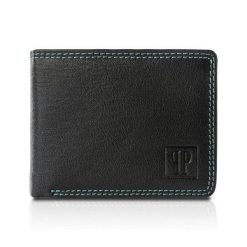 Portfel skórzany PAOLO PERUZZI T-69-BL czarny. Czarne portfele męskie Paolo Peruzzi, bez wzorów, z materiału. Za 49.99 zł.