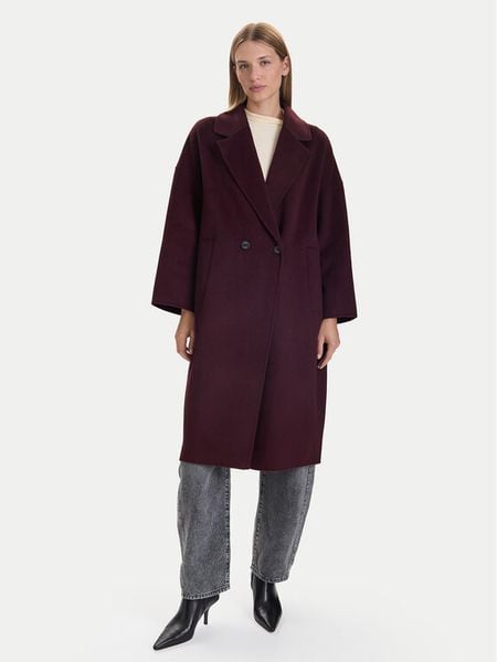 ViCOLO Płaszcz wełniany TF0003 Bordowy Regular Fit. Czerwone płaszcze damskie ViCOLO, na zimę, m, bez wzorów, z wełny. Za 649.99 zł.