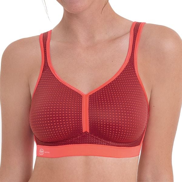 Stanik do biegania Performance z wysoki poziomem podtrzymywania. Czerwone biustonosze ANITA ACTIVE, bez wzorów, z elastanu. Za 252.00 zł.