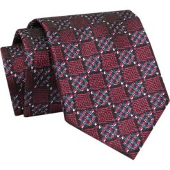 Krawat - ALTIES - Czerwień we Wzory Geometryczne. Czerwone krawaty i muchy męskie Alties, bez wzorów, z tkaniny, eleganckie. Za 49.00 zł.