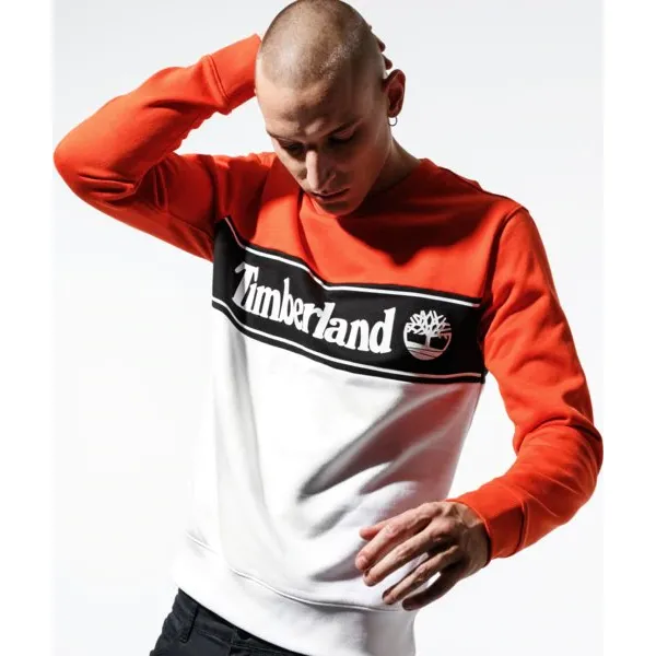 Timberland Bluza Cut & Sew Lineal Logo Sweatshirt , pomaranczowy, rozmiar M. Brązowe bluzy bez kaptura męskie Timberland, m, z bawełny. W wyprzedaży za 255.99 zł.