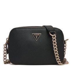 Torebka Guess. Czarne torebki klasyczne damskie Guess, z aplikacjami, wizytowe, bez kołnierzyka, bez ramiączek. Za 379.99 zł.