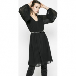 Pepe Jeans - Sukienka. Czarne sukienki damskie Pepe Jeans, na co dzień, s, bez wzorów, z jeansu, casualowe, bez kołnierzyka, bez ramiączek, maxi, plisowane. W wyprzedaży za 169.90 zł.
