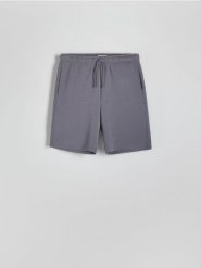 Dresowe szorty regular fit - ciemnoszary. Szare szorty męskie Reserved, z bawełny, bez kołnierzyka. Za 89.99 zł.