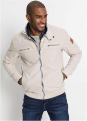 Kurtka przejściowa o kroju bomberki ze stójką. Szare kurtki treningowe męskie bonprix, m, bez wzorów. Za 299.99 zł.