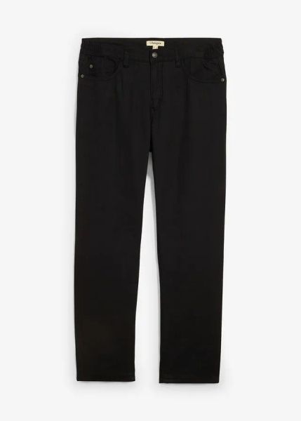 Spodnie ocieplane, relaxed fit, z elastyczną wstawką w talii, straight. Czarne spodnie materiałowe męskie bonprix, bez wzorów. Za 189.99 zł.