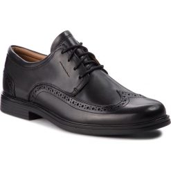 Półbuty CLARKS - Un Aldric Wing 261325977 Black Leather. Czarne buty wizytowe męskie Clarks, z materiału, bez zapięcia. Za 459.00 zł.