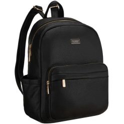 Czarny plecak damski duży mieści A4 zamykany na suwak miejski do pracy na uczelnię skóra ekologiczna Peterson PTN MBP-11-F19. Czarne plecaki damskie Peterson, bez wzorów, ze skóry ekologicznej, biznesowe. Za 89.99 zł.