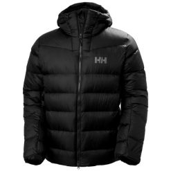 Kurtka z kapturem Helly Hansen Glacier. Czarne kurtki męskie Helly Hansen, bez wzorów, z puchu, sportowe, z kapturem. W wyprzedaży za 1,428.45 zł.