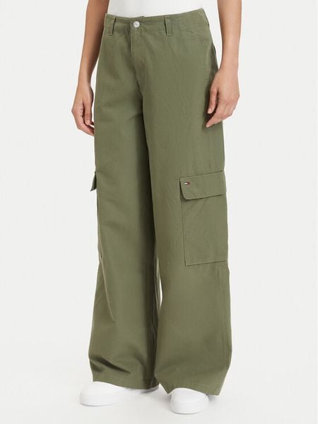 Tommy Jeans Spodnie cargo DW0DW22749 Zielony Wide Leg. Zielone jeansy damskie Tommy Jeans. Za 286.99 zł.