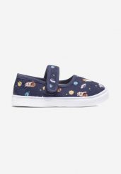 Granatowe Tenisówki z Paskiem na Rzep i Kosmicznymi Nadrukami Bellon. Niebieskie sukienki niemowlęce Born2be, bez wzorów, z jeansu, bez ramiączek. Za 29.99 zł.