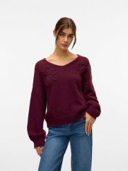 Vero Moda Sweter w kolorze bordowym rozmiar: XS. Czerwone swetry klasyczne damskie Vero Moda, xs, bez kołnierzyka. Za 82.83 zł.