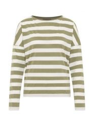 ELBSAND Koszulka "Milia" w kolorze oliwkowo-białym rozmiar: L. Zielone t-shirty damskie ELBSAND, l, bez wzorów, bez kołnierzyka. Za 109.95 zł.