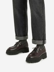 G-Star Raw Półbuty EO-ELIF-9010-25 Brązowy ciemny. Brązowe półbuty damskie G-Star Raw, bez wzorów, ze skóry, retro, bez obcasa, na płaskiej podeszwie. Za 399.99 zł.