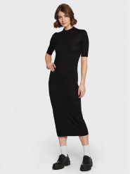 Calvin Klein Sukienka dzianinowa Extra Fine K20K205035 Czarny Slim Fit. Czarne sukienki damskie CALVIN KLEIN, s, bez wzorów, z dzianiny, bez kołnierzyka, bez ramiączek. Za 829.99 zł.