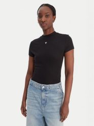 Guess Bluzka W6RP99 KCNH2 Czarny Regular Fit. Czarne bluzki damskie Guess, s, z aplikacjami, z syntetyku, bez ramiączek. Za 219.99 zł.