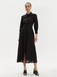 Marella Sukienka letnia Estasi 2413221094 Czarny Regular Fit. Czarne sukienki damskie Marella, na lato, bez wzorów, ze lnu, bez kołnierzyka, bez ramiączek. Za 739.99 zł.