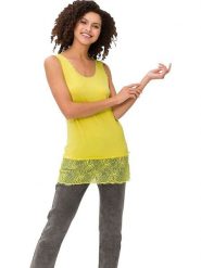 Heine Top w kolorze żółtym rozmiar: 48. Żółte topy damskie Heine, bez wzorów, z koronki, bez kołnierzyka. Za 36.94 zł.