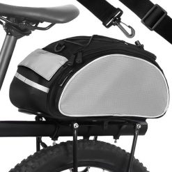 Torba rowerowa na bagażnik 12 litrów - szaro-czarna - wodoodporna. Czarne torebki klasyczne damskie TRIZAND, bez wzorów, z materiału, bez dodatków. Za 70.90 zł.