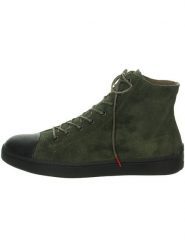 Think! Skórzane botki w kolorze khaki rozmiar: 39,5. Brązowe botki damskie Think!, bez obcasa, bez zapięcia. Za 263.53 zł.