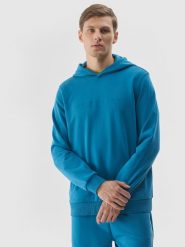 4F Bluza dresowa nierozpinana z kapturem męska - niebieska M. Niebieskie bluzy z kapturem męskie 4f, m, z bawełny. W wyprzedaży za 99.99 zł.