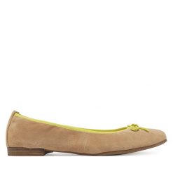 Baleriny Tamaris. Brązowe baleriny damskie Tamaris, bez wzorów, bez obcasa. Za 159.99 zł.